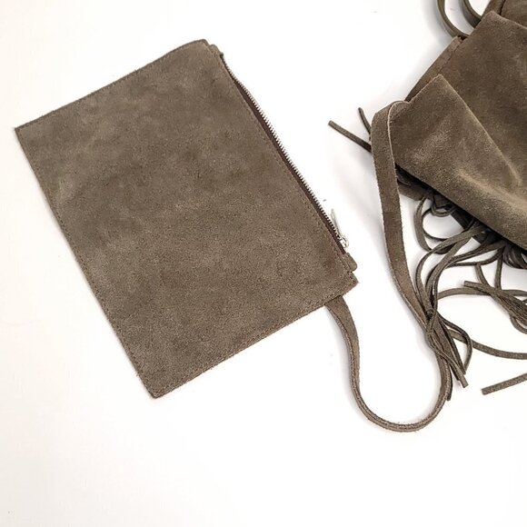 All Saints Club Lea Fringe Tote, Khaki Olive - Picture 10 of 14